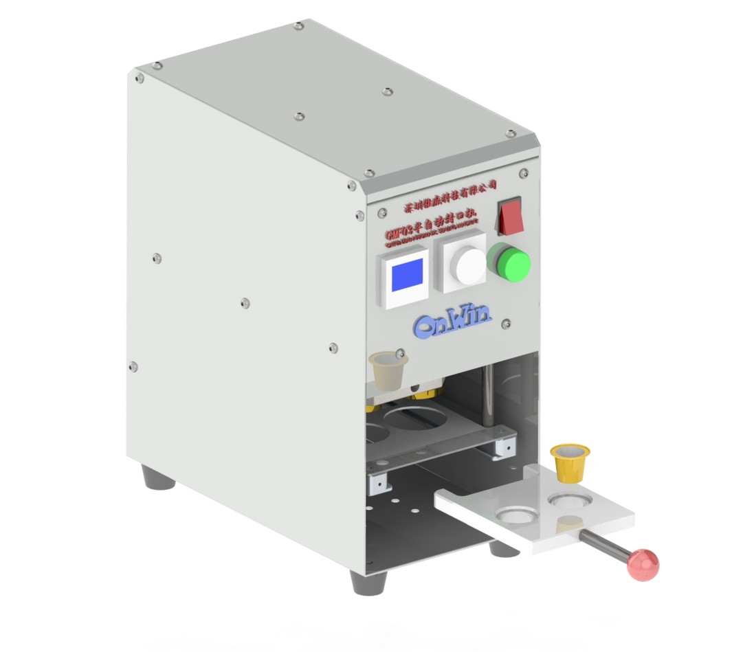 ONWIN CMF03 capsule sealing machine with a coffee capsule sample