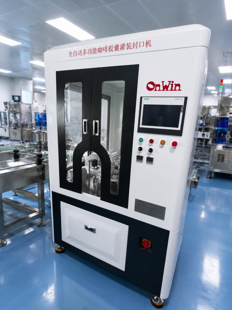 Siemens controlled automatic coffee capsule filling and sealing line
