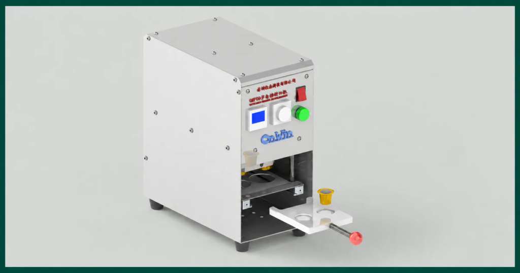 ONWIN capsule sealing setup used for a coffee capsule pilot